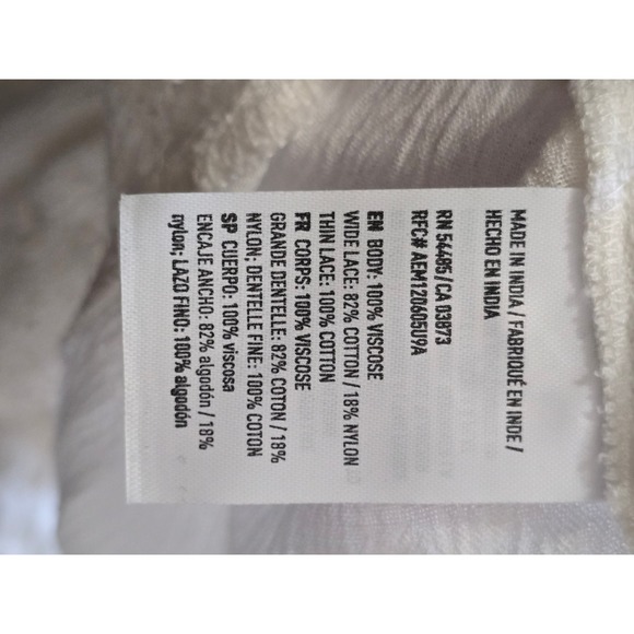 American Eagle sz L White Long Sleeve Lace Blouse Button Up‎ Bohemian Casual Top - Picture 6 of 11